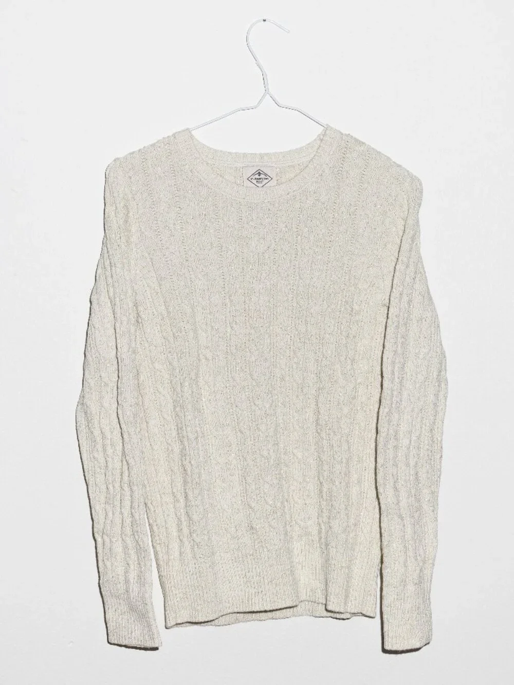 St. John's Bay IVORY & SILVER Cable Knit Pullover CHUNKY Sweater